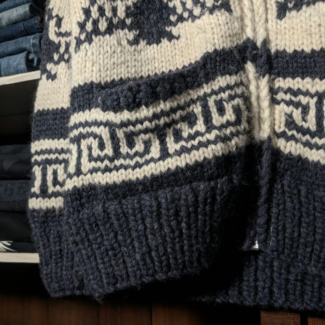 80s 90s　カナダ製　KANATA　イーグル柄　カウチンニット　ジップアップ