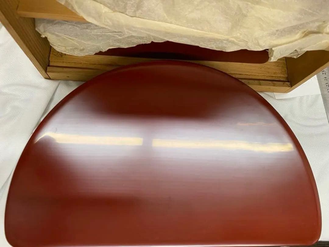 輪島塗　朱色木製半月形お弁当　5ケ