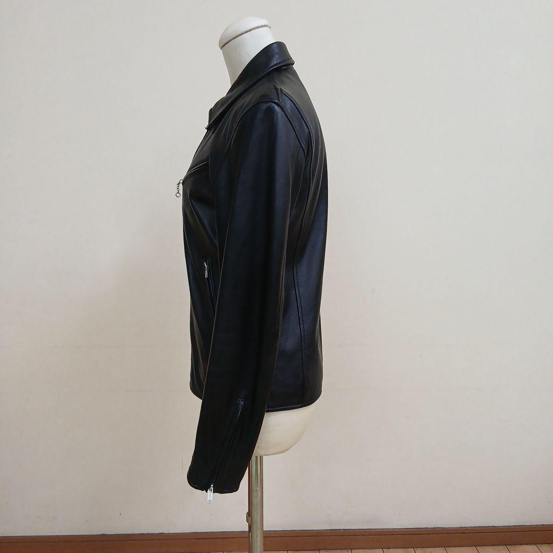 タケオキクチ襟付シングルライダースジャケットラムレザーMサイズ