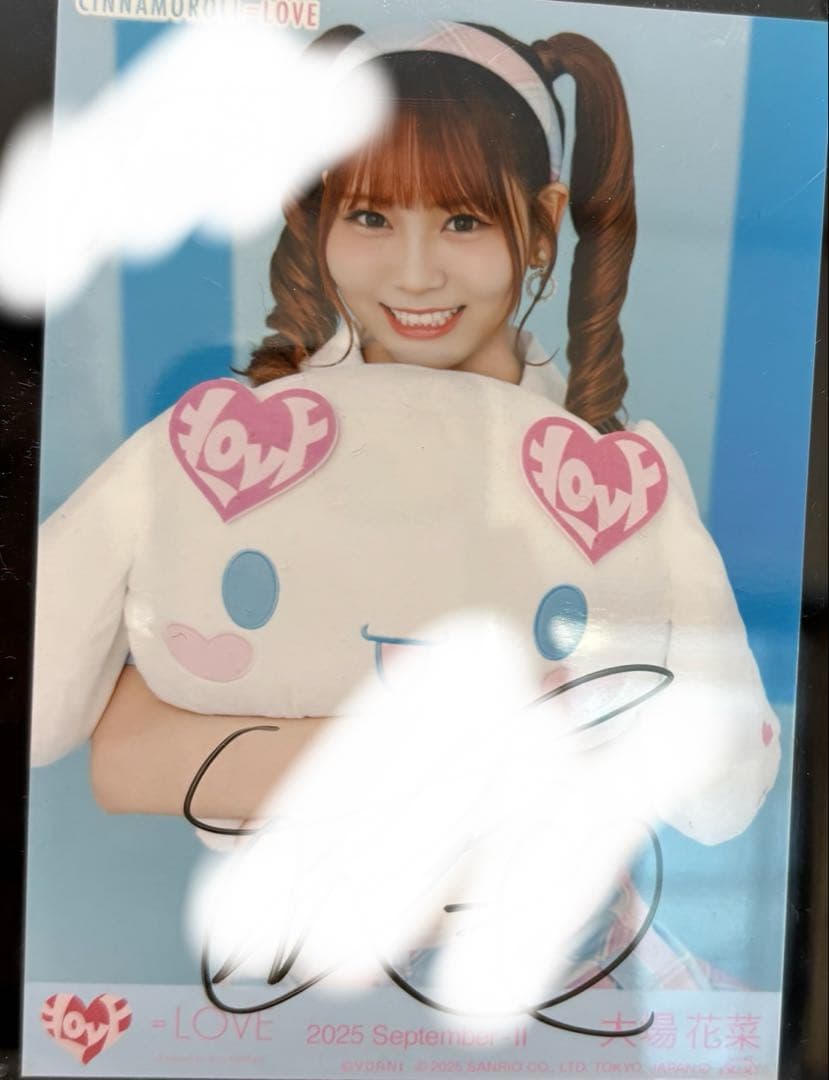 【値下げ依頼可】　大場花菜　シナモン　生写真　直筆　イラストあり