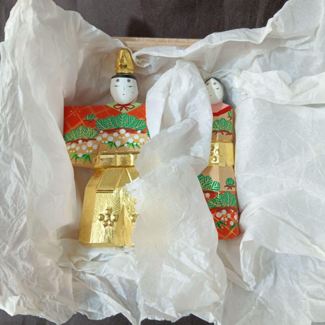 【美品】雛人形　一刀彫　立雛（３号）鐵山作　奈良一刀彫　松本鐵山（鐵太郎）作