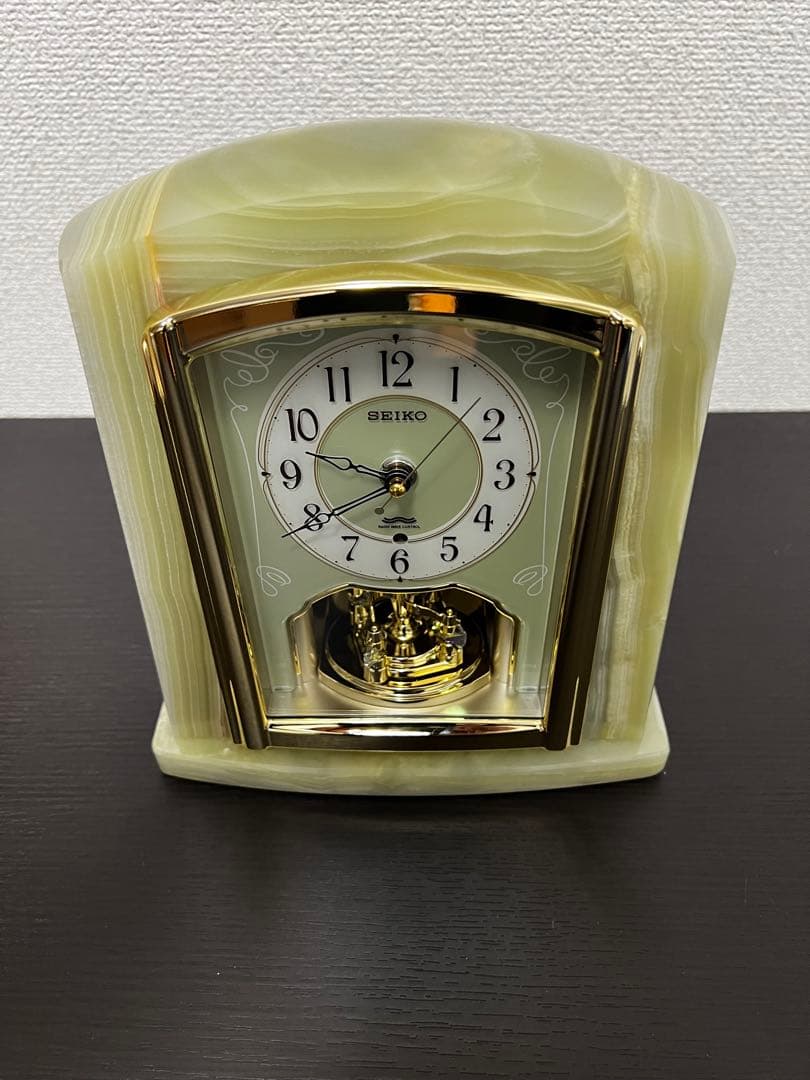 セイコークロック　BY223M　電波置時計　オニキス枠　豪華