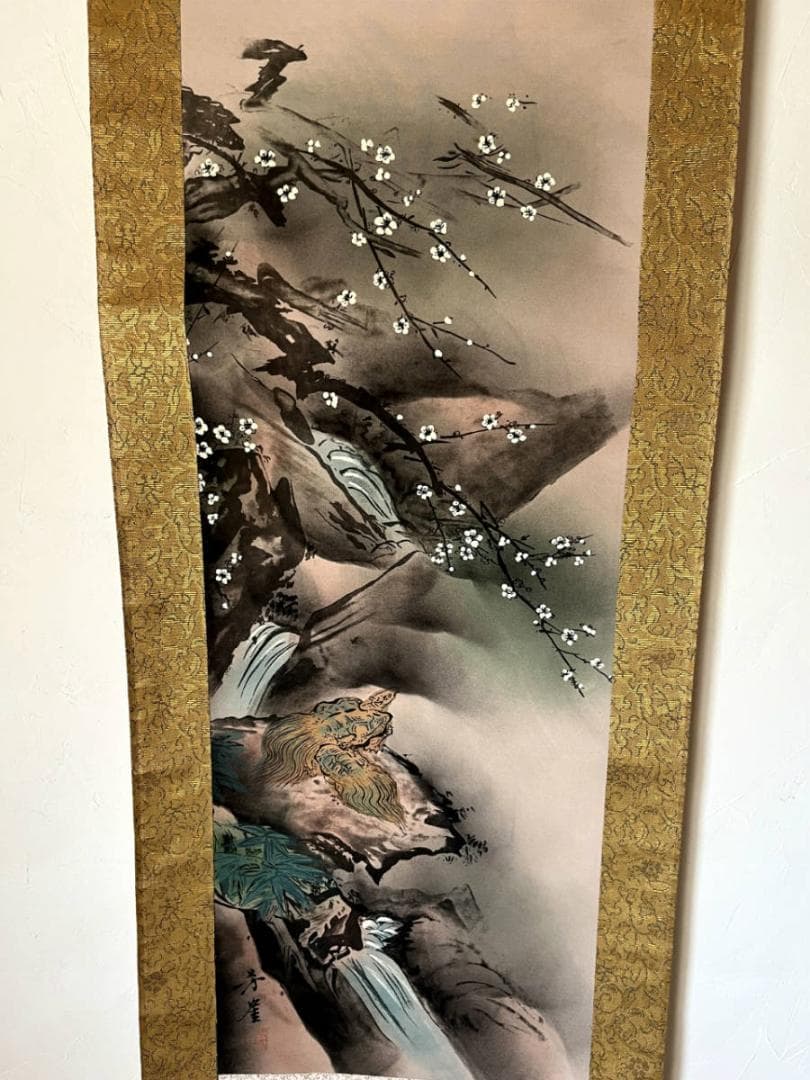 掛軸■三福対 芳崖 松竹梅 鶴亀 人物 寿老人 絹本 肉筆 時代物 骨董品■⑲