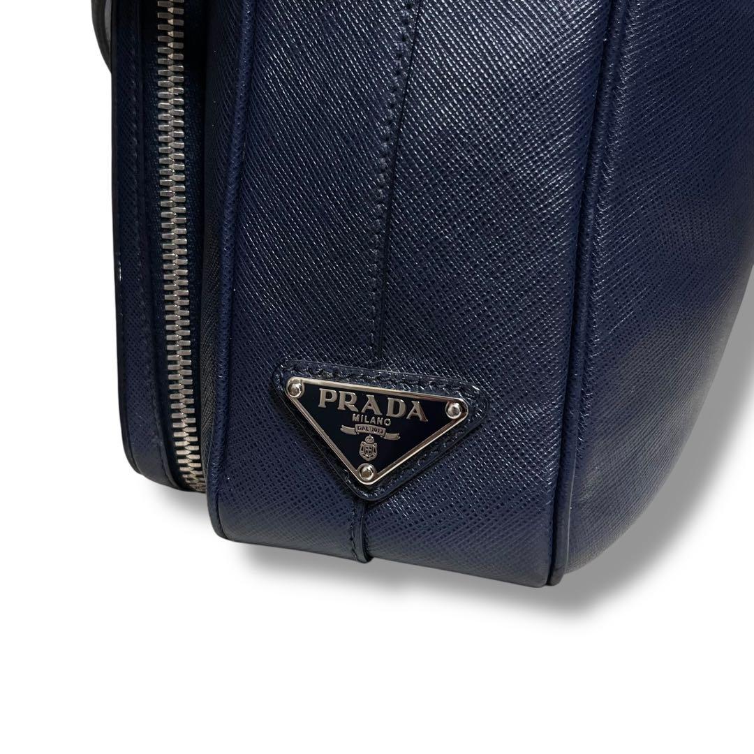 プラダ 現行 ネイビー レザー ビジネスバッグ サフィアーノ
