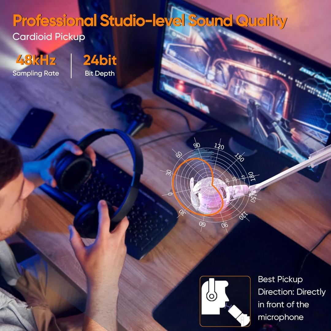 Comica USBコンデンサーマイク ゲーミングマイク ブームアーム付き