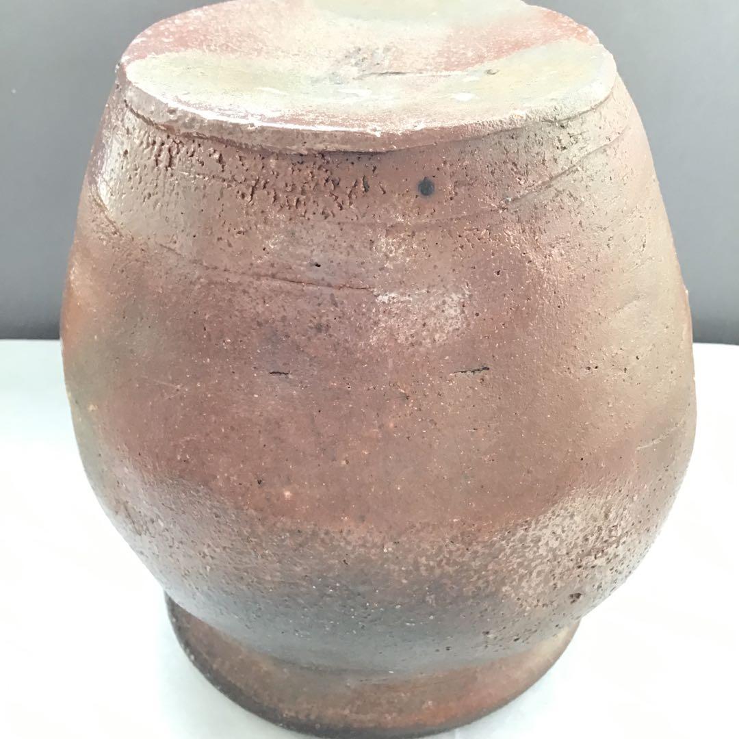 茶道具　常滑焼　種壷水指　天神窯　山田健吉　妙玄斎書付　替蓋栞共紙箱S220MS