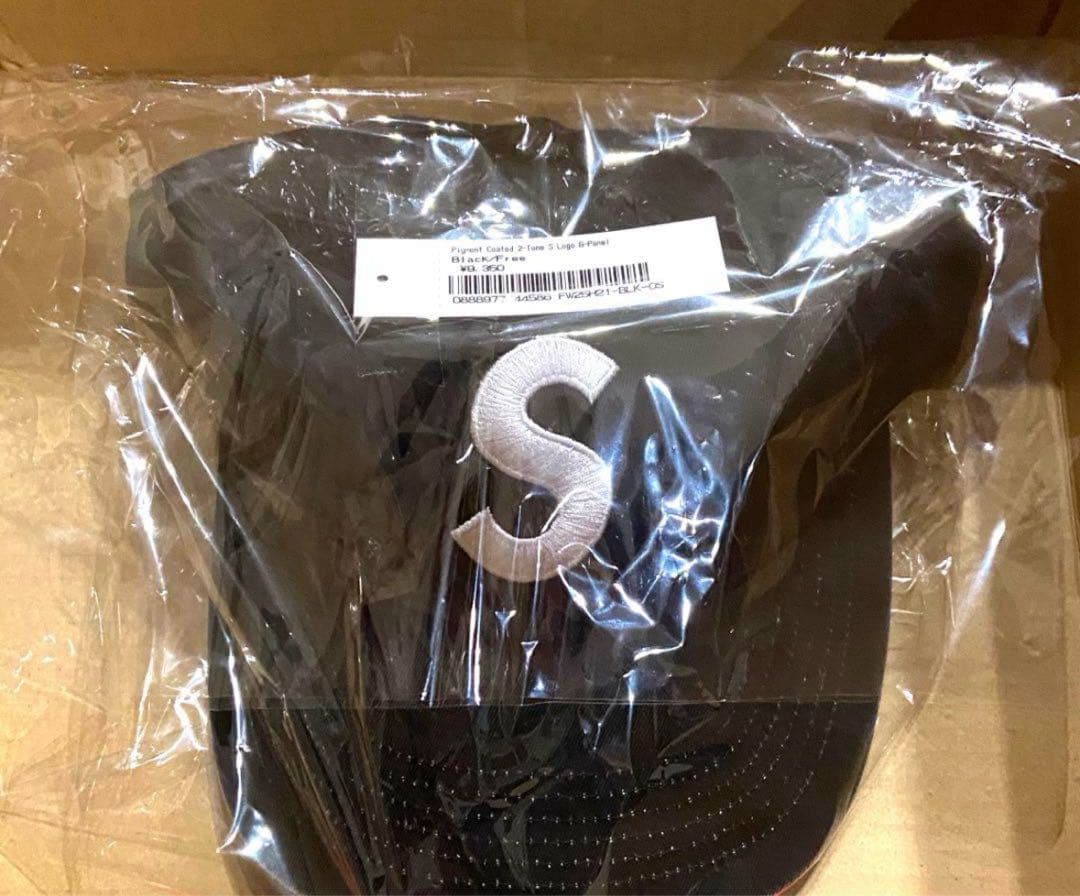 新品　Supreme 2-Tone S Logo 6-Pannel 黒