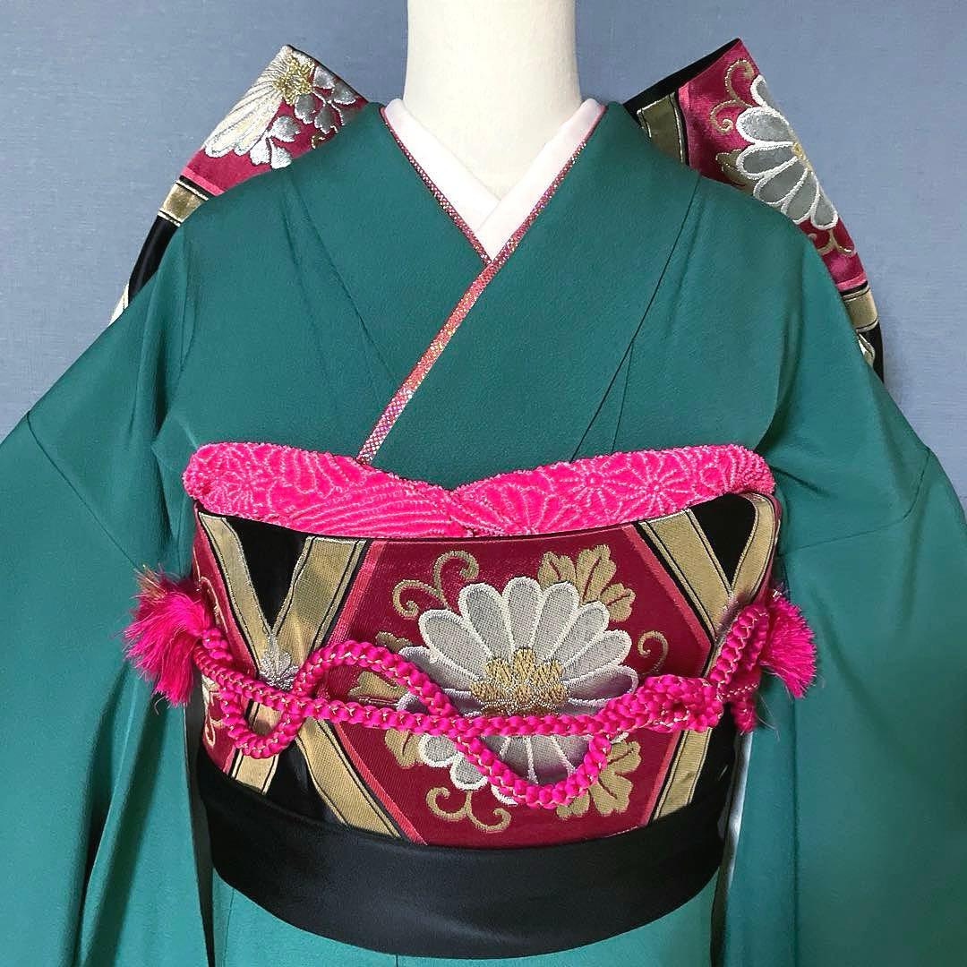 振袖フルセット　あさぎ色　無地　成人式振袖　振袖　正絹　クールビューティー