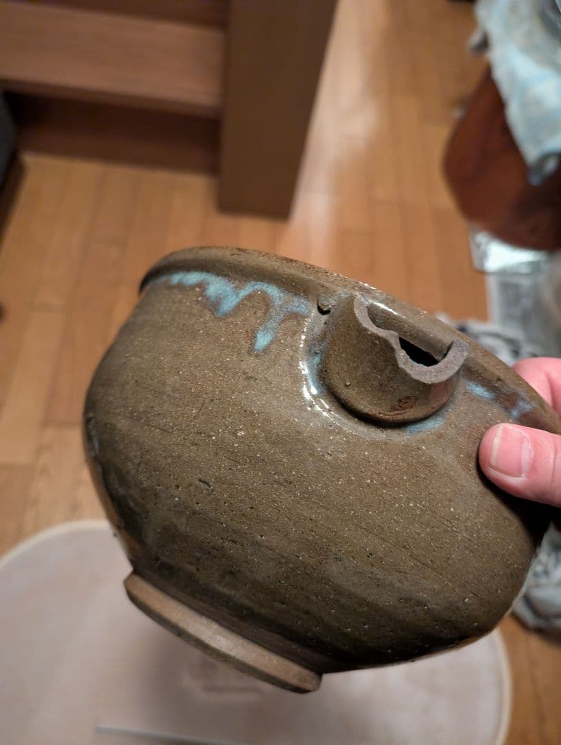 時代物片口鉢、陶器、先かけあり 丸型 約20cm