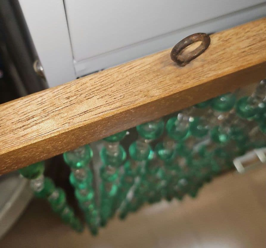 昭和レトロ　ビーズのれん　レトロポップ　玉暖簾　当時物　緑色　珠暖簾　グリーン