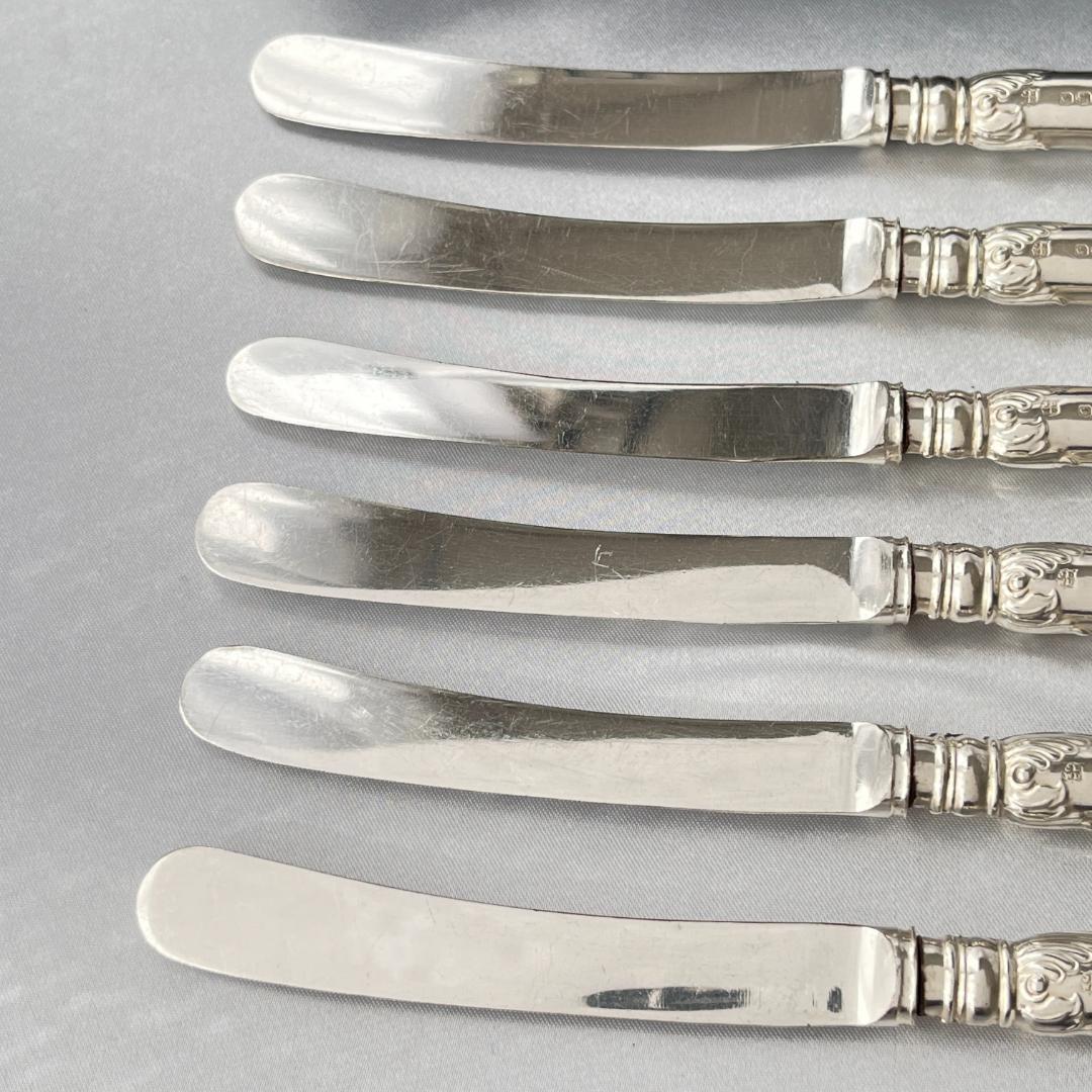 【James Deakin】 【純銀ハンドル】ロココの ティーナイフ 6本