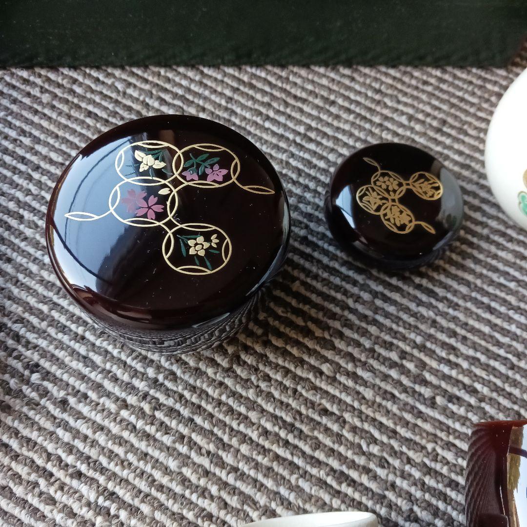 茶道具一式 深緑色茶箱　野点