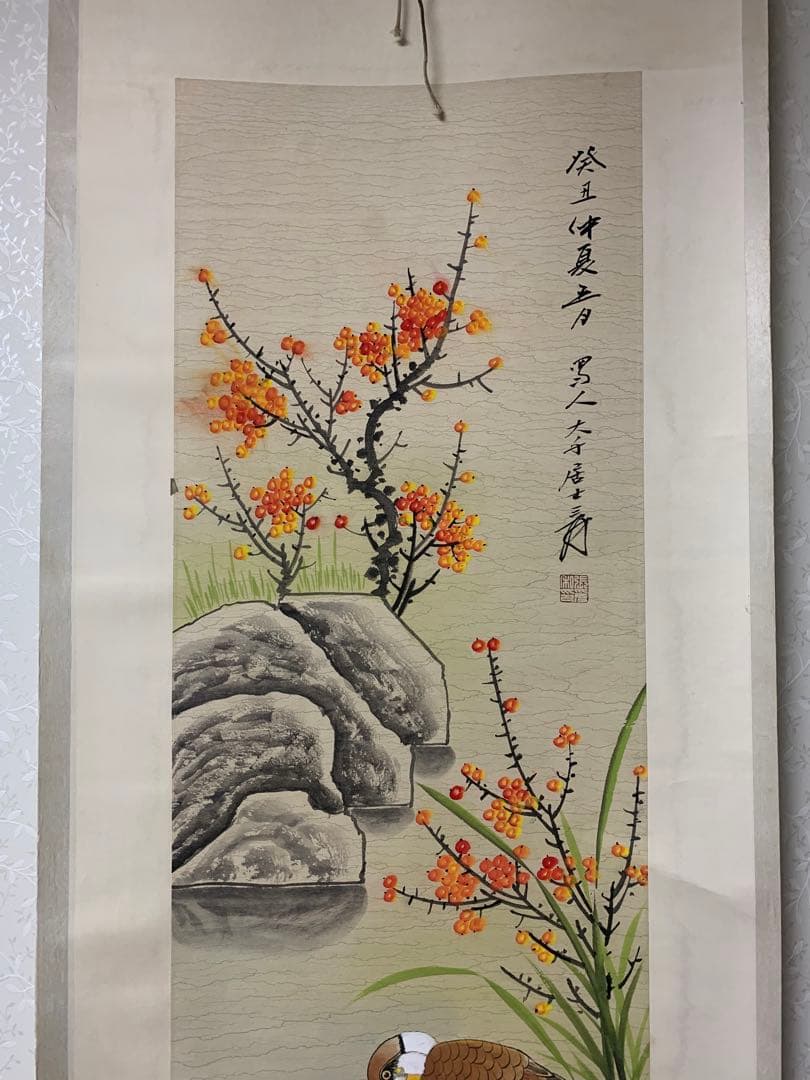 絵画　名家　張大千 　『花鳥図』　肉筆保証　中国画 花鳥図 時代物 古美術品