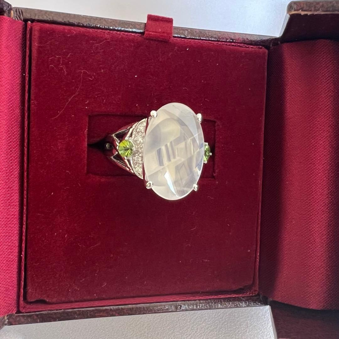 K18 WG トムムーンシュタイナー ムーンストーン&グリーントルマリン リング