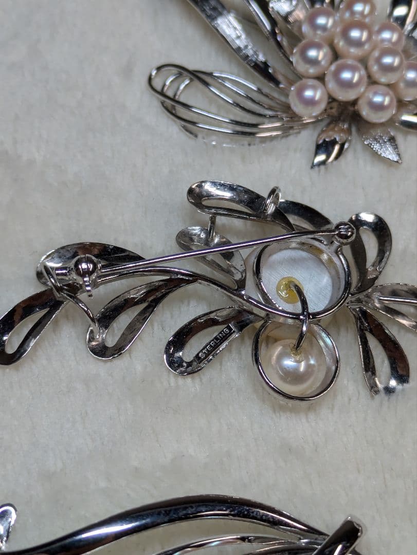 アコヤ真珠　あこや　ミキモト　ブローチ　帯留め　白蝶真珠　マベパール　ネックレス