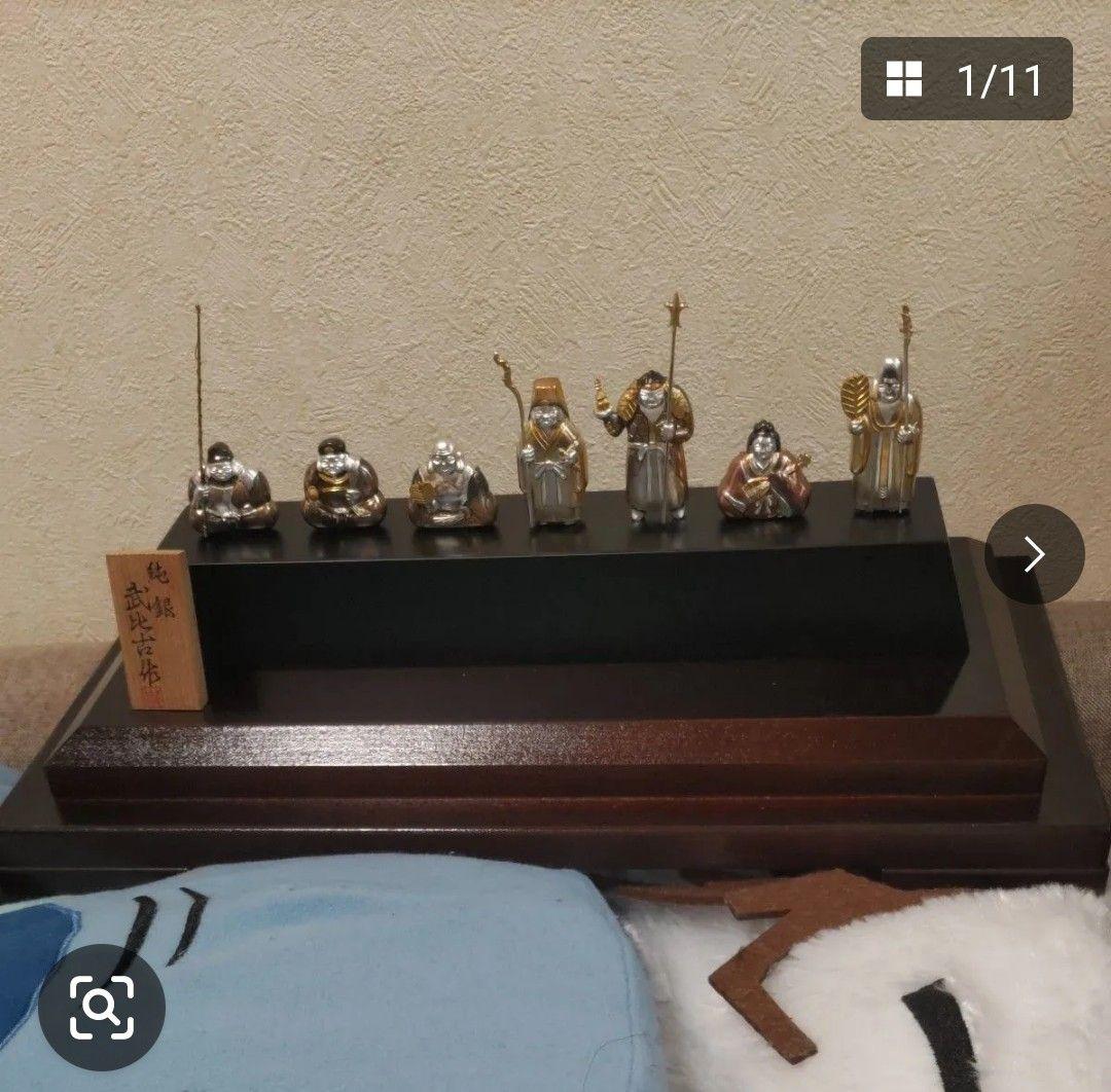 武比古　純銀 恵比寿 大黒 七福神 置物 オブジェ 縁起物