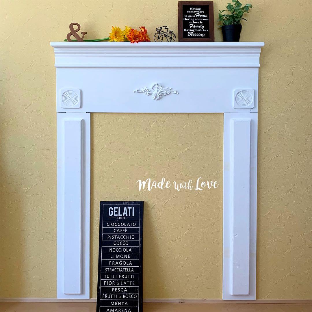 ⬜︎ホワイト【木製マントルピース】薄型/白/アンティーク風/組み立て式