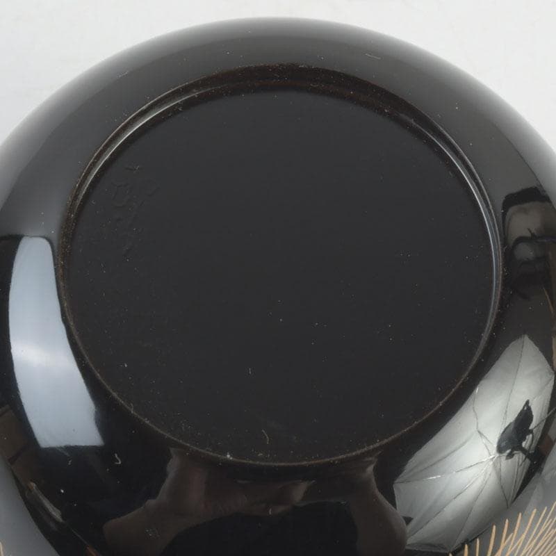 茶道具　三辻雪里作　若松蒔絵　棗　共布共箱　V　9316