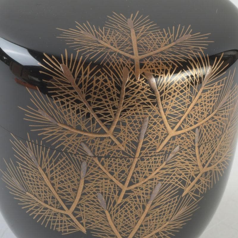 茶道具　三辻雪里作　若松蒔絵　棗　共布共箱　V　9316