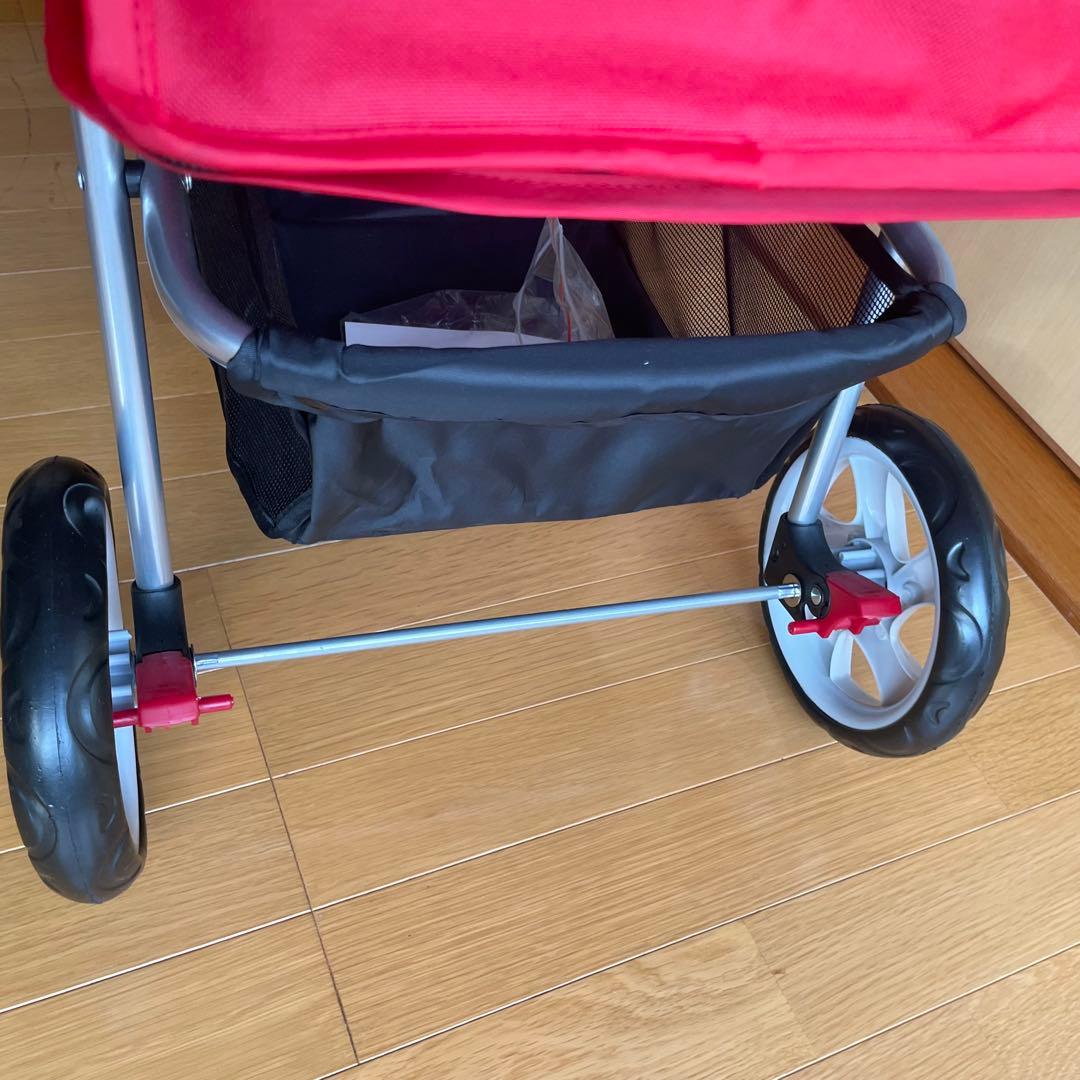 赤　ペットカート ペットバギー　折りたたみ　前輪回転式　おまけ付き