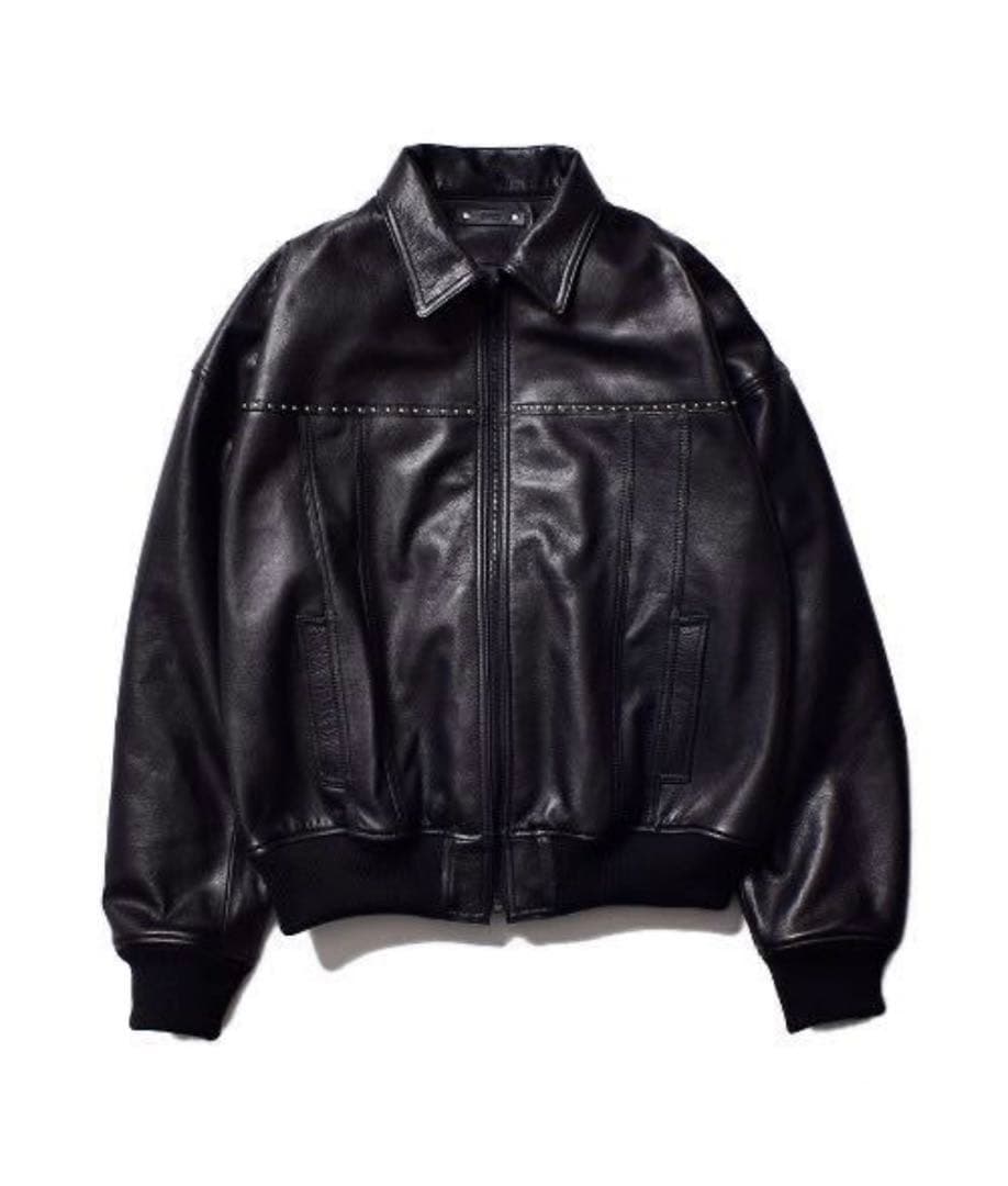 ジャケット・アウター MINEDENIM Leather Studs Zipup Loose JKT