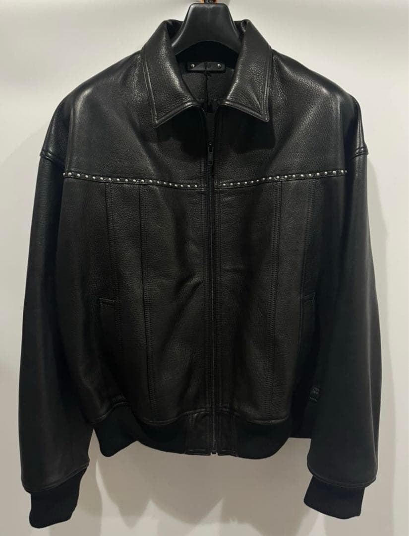 ジャケット・アウター MINEDENIM Leather Studs Zipup Loose JKT