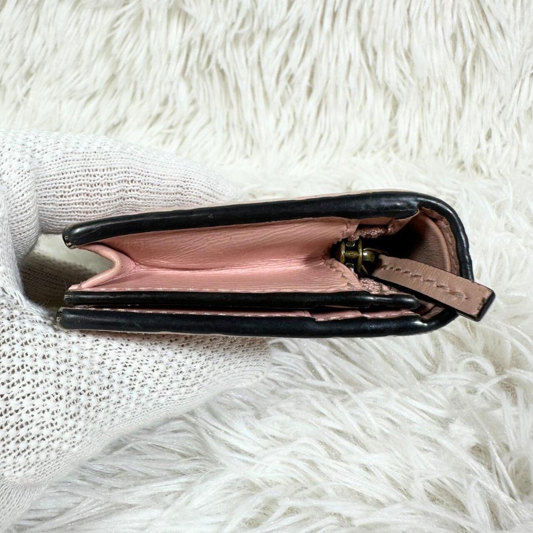 GUCCI グッチ 折財布 シマレザー ピンク GG柄 ゴールド金具 アニマリエ