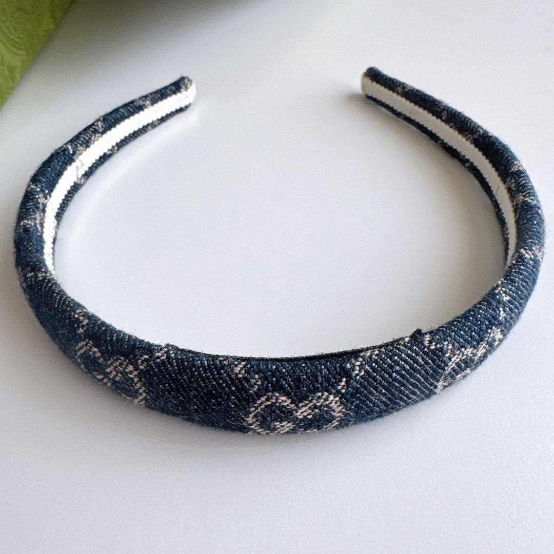 【美品】GUCCI インディゴブルー デニム ヘアカチューシャ箱付き