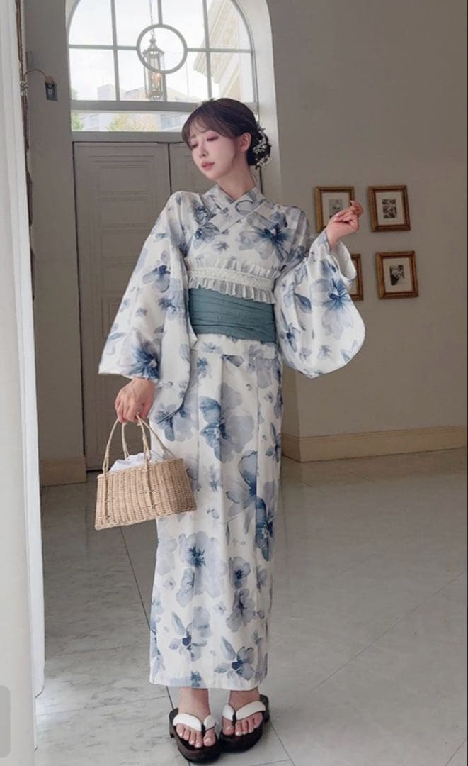 GRL3点セット 2Way 水彩花柄浴衣セット　【fy027】 ショート