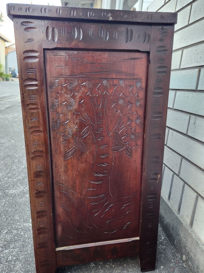 軽井沢彫　5段引出し　チェスト　桜