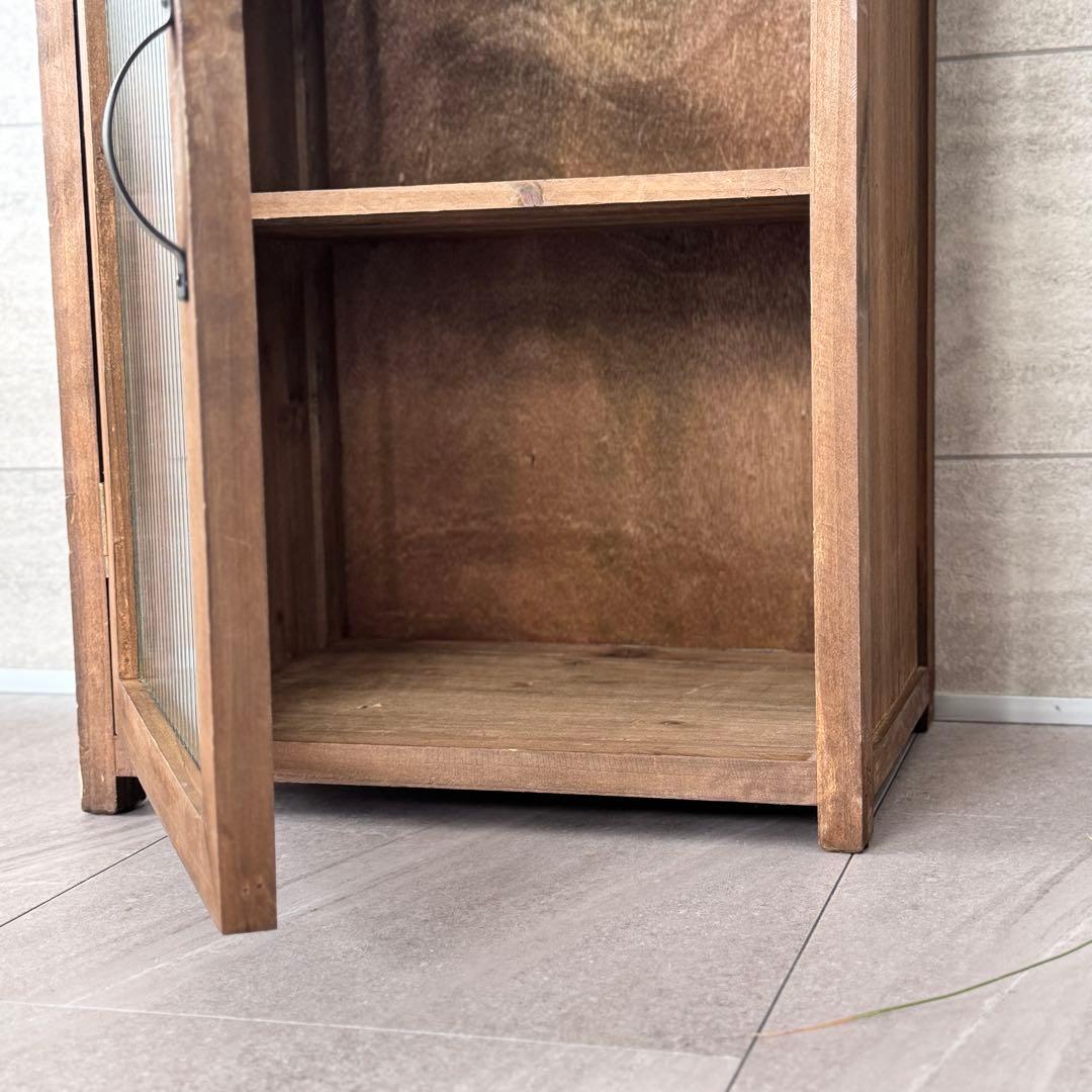 木製ヴィンテージスタイルガラスキャビネット