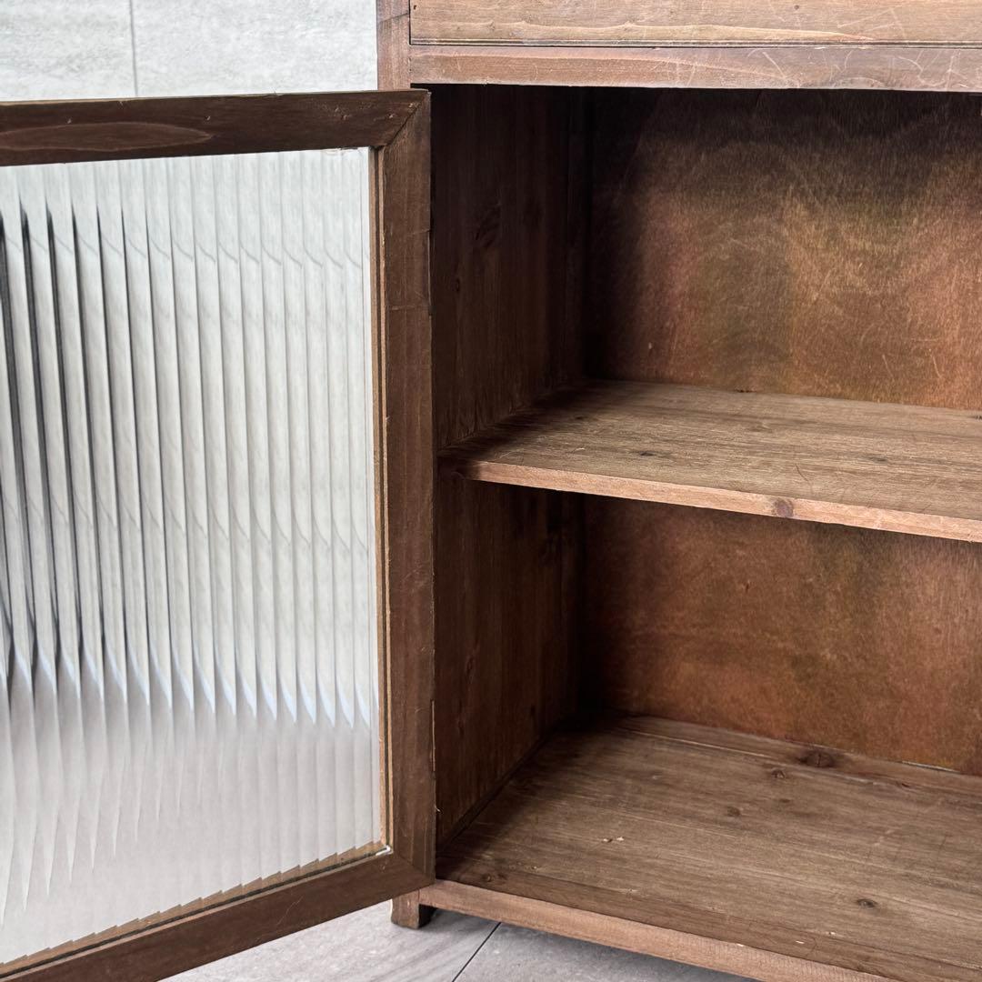 木製ヴィンテージスタイルガラスキャビネット