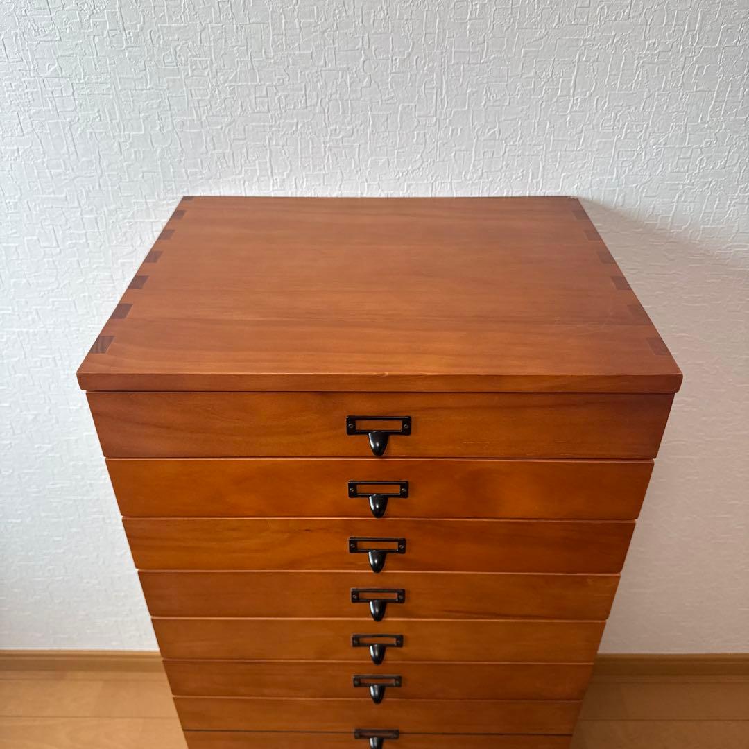 キャスター付きヴィンテージ調多段チェスト　幅47.5