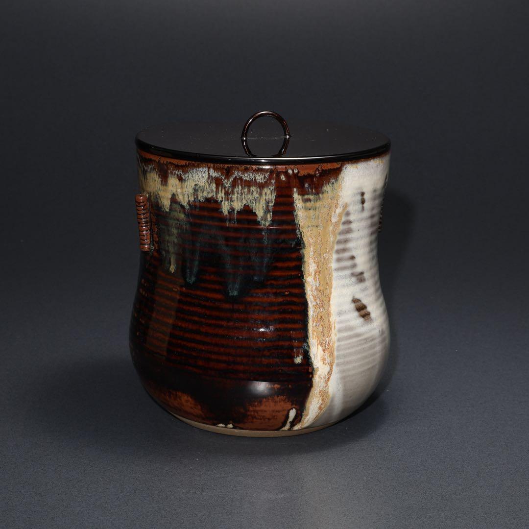 【茶道具】水指　高取　鬼丸雪山　共箱　6R1635ラ2