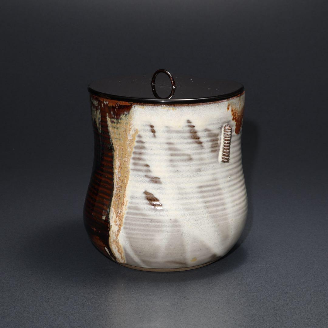 【茶道具】水指　高取　鬼丸雪山　共箱　6R1635ラ2