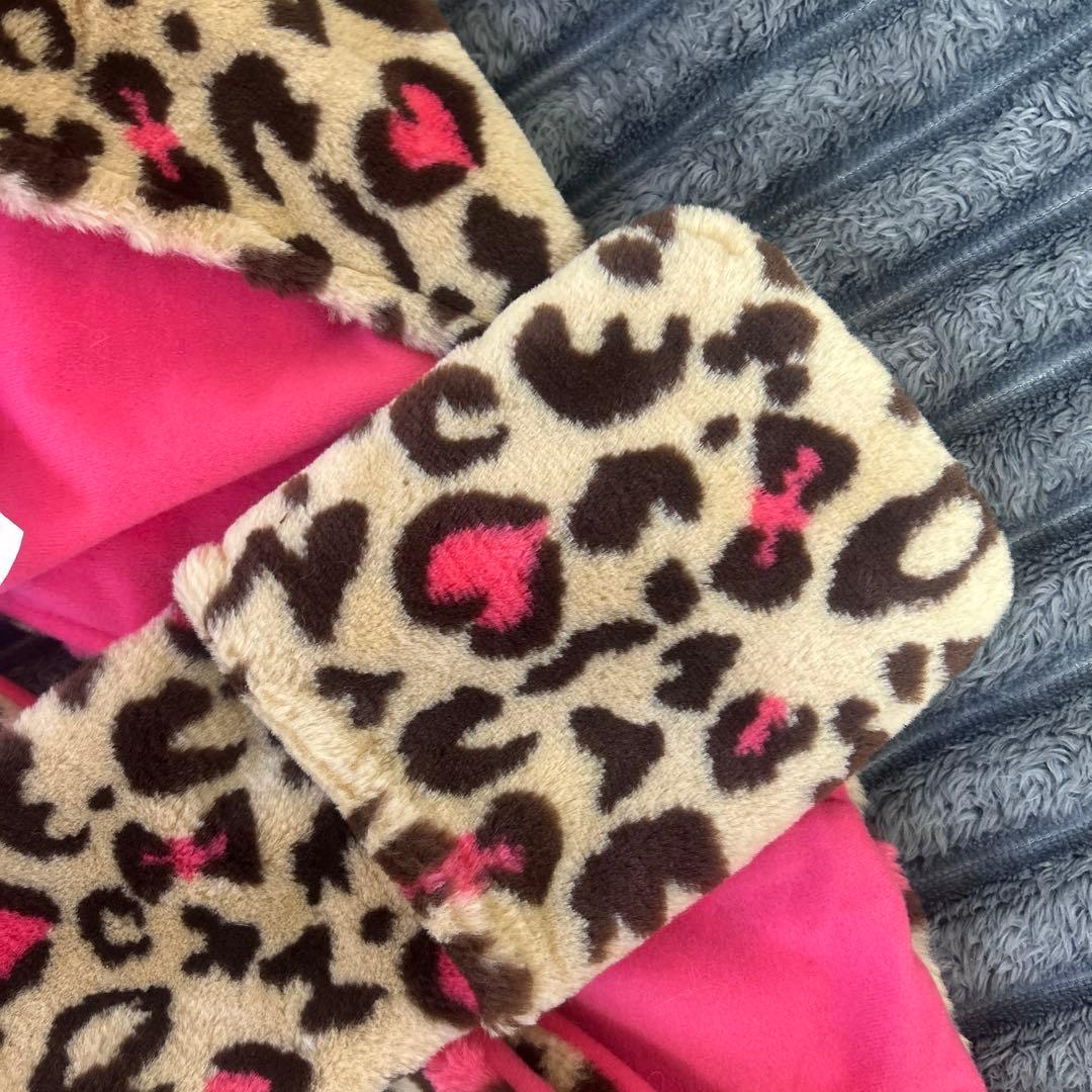 ミニーキャップ ヒョウ柄 マフラーファンキャップ ヒョウ柄