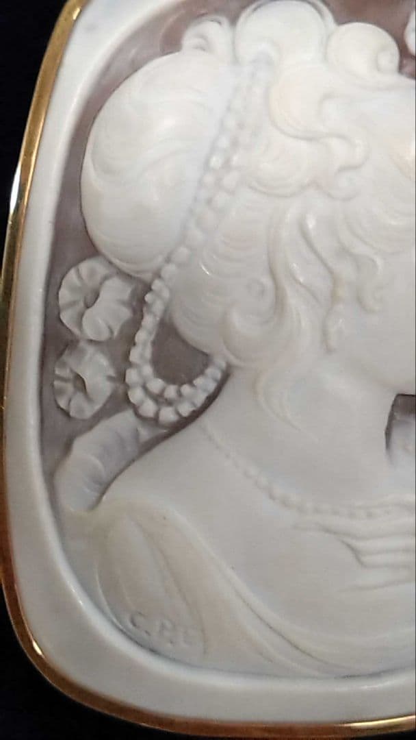 K18 カメオ　ブローチ　ペンダントトップ　CPE作