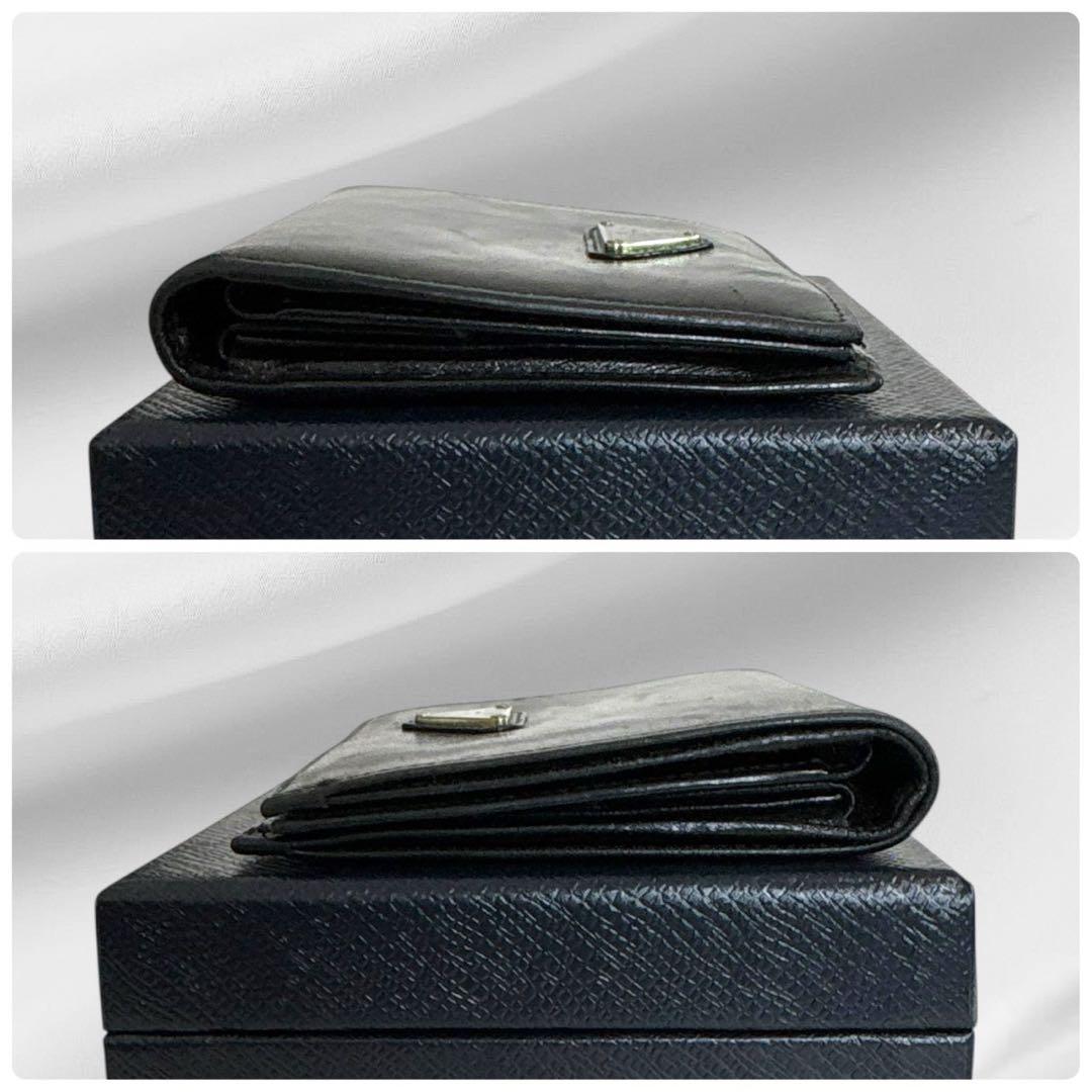 美品✨ PRADA プラダ 二つ折り財布 オールレザー ブラック ブラック