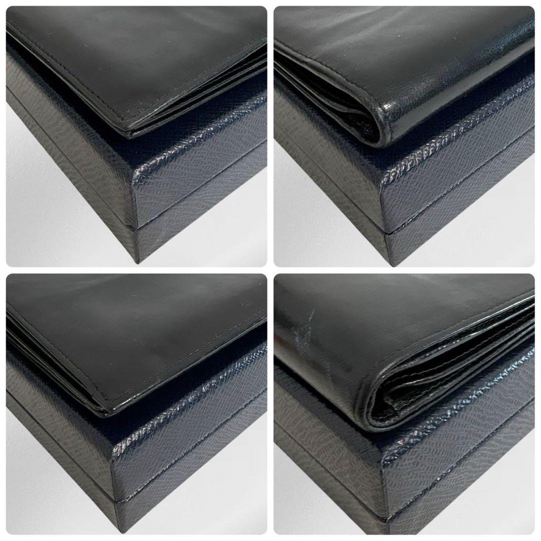 美品✨ PRADA プラダ 二つ折り財布 オールレザー ブラック ブラック