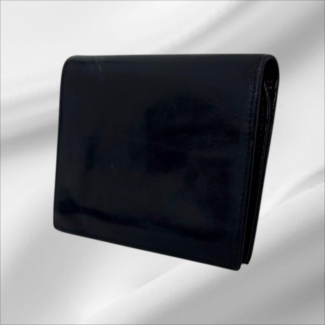 美品✨ PRADA プラダ 二つ折り財布 オールレザー ブラック ブラック