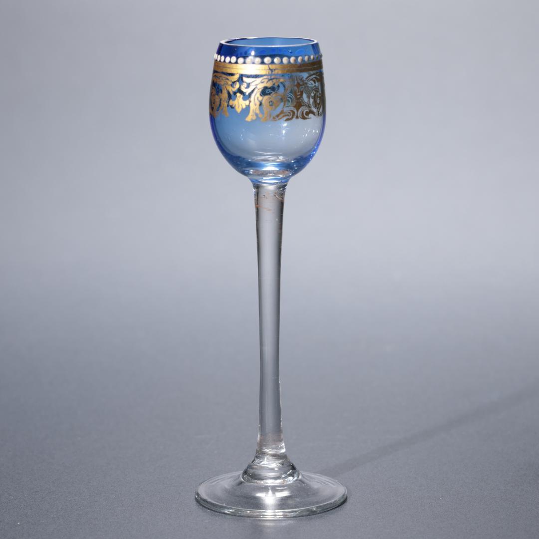 アンティークグラス　リキュールグラス　青　R1345ダI