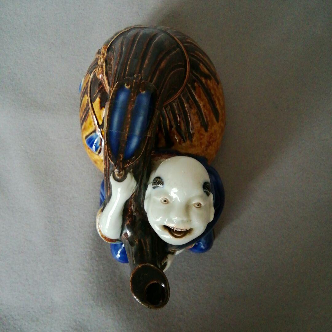 古平戸焼　平戸焼　古平戸酒器　平戸酒器　古平戸焼瑠璃鉄釉布袋酒注　平戸徳利