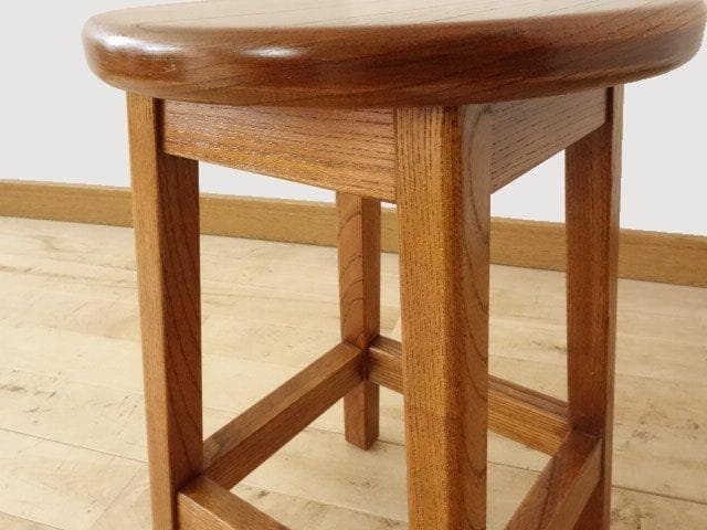 北海道手作り家具　ケヤキ（欅）材　スツールD　座面一枚板