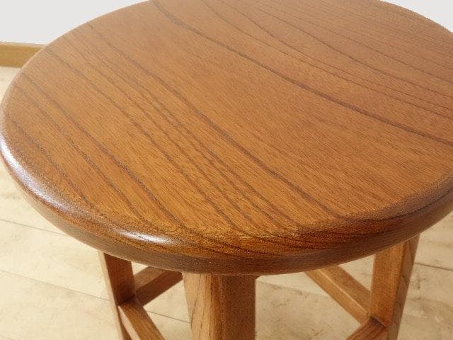 北海道手作り家具　ケヤキ（欅）材　スツールD　座面一枚板