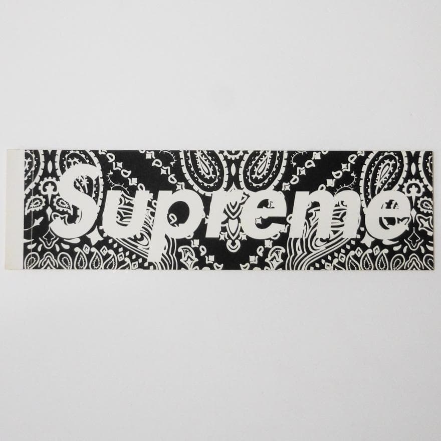 Supreme ペイズリー ボックスロゴ ステッカー ブラック バンダナ