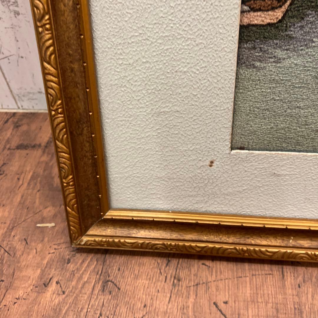 北欧レトロ 白鳥と湖 刺繍画 風景画 絵画 額縁 額装 アート 美術 芸術 飾り