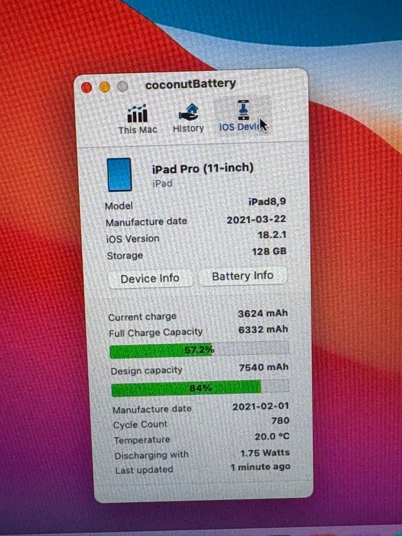 iPad Pro11 2世代　最新iOS26対応　128GB バッテリー良好