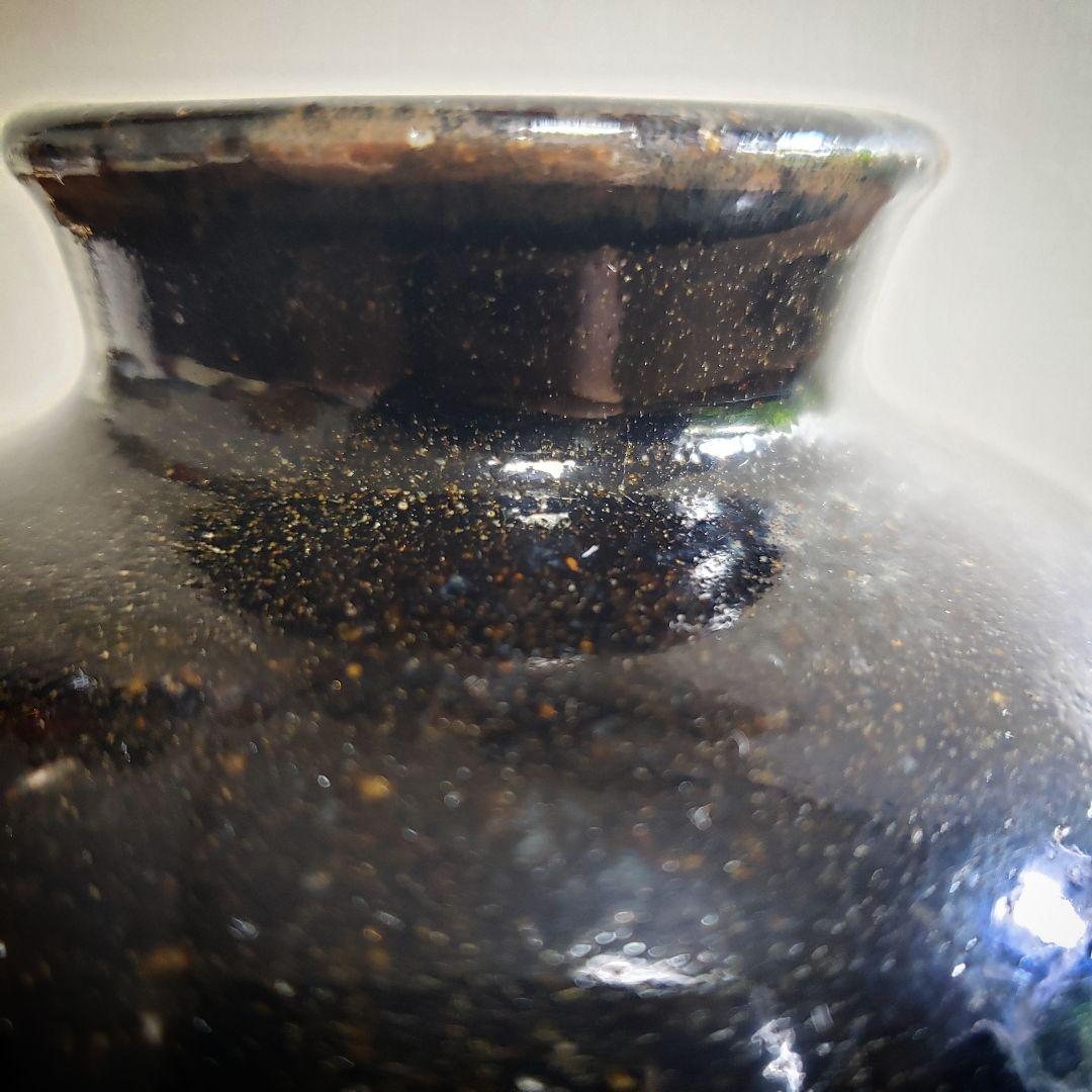 ★花器　壺　黒釉　花瓶　水壺　明治　大正