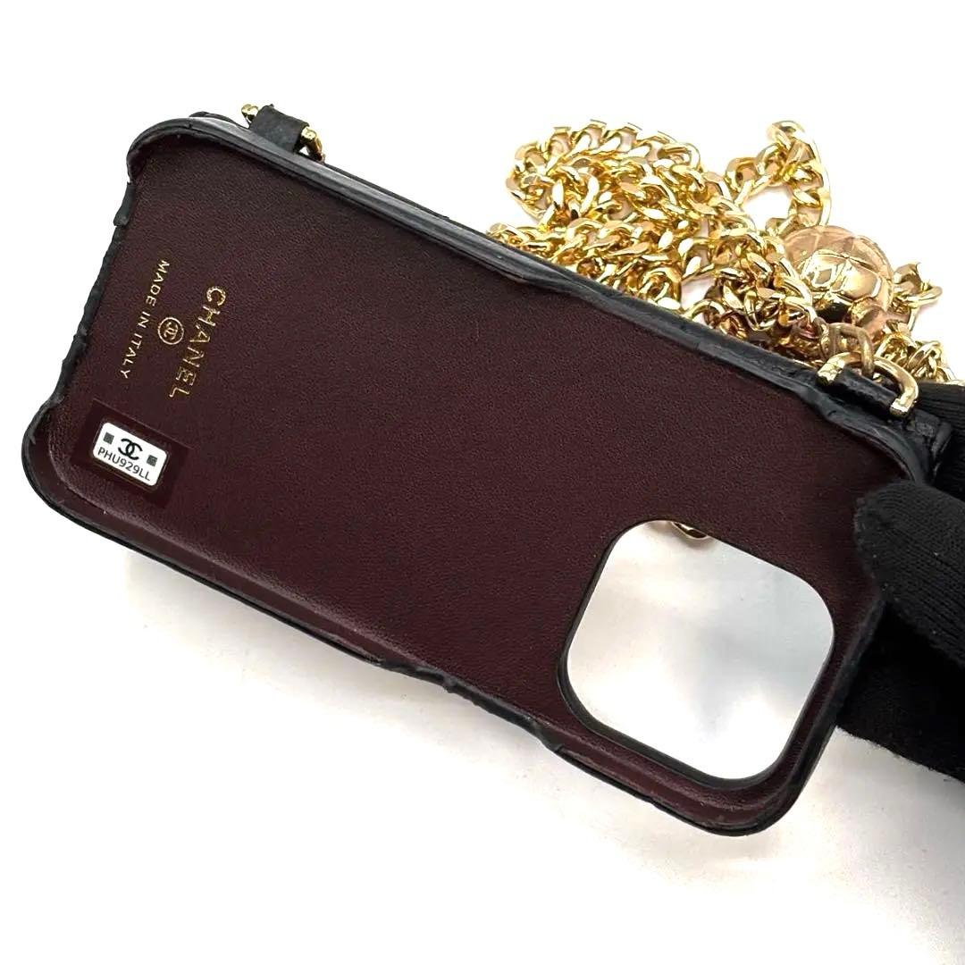 美品 シャネル iPhone14Proスマホケースキャビアスキン マトラッセ