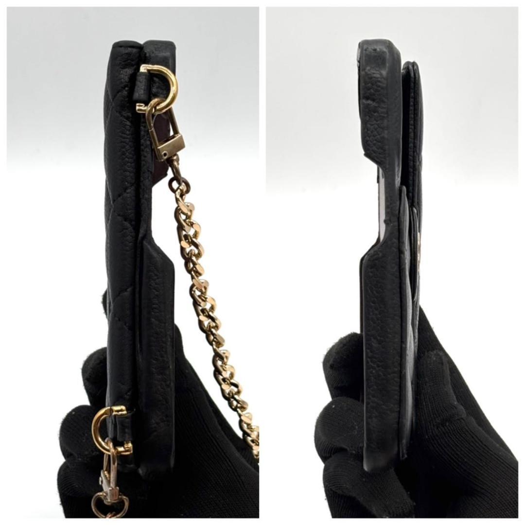 美品 シャネル iPhone14Proスマホケースキャビアスキン マトラッセ